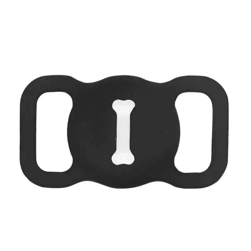 Durable silicone Airtag case for GPS pet tracking on collars.