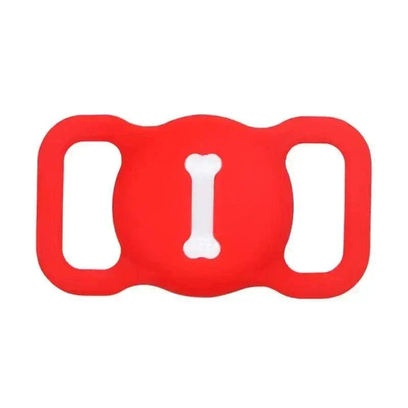 Durable silicone Airtag case with bone design for GPS pet tracking.