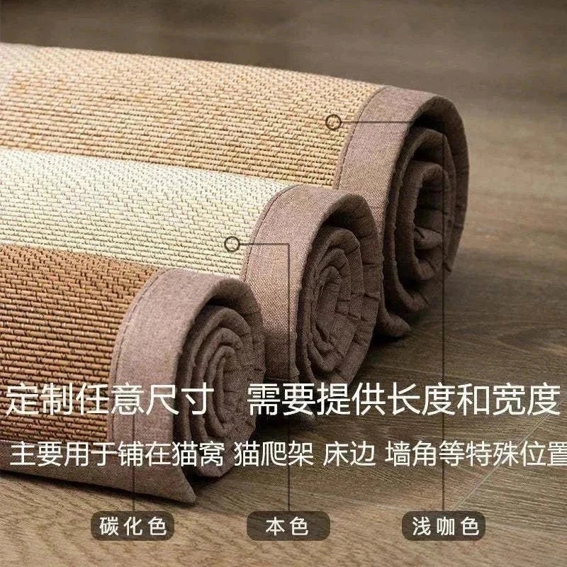 Anti-scratching sofa protection for cats in natural bamboo silk fabric, rolled view.