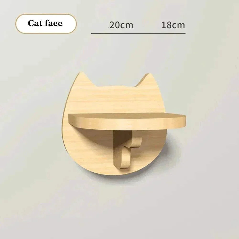 Wall mounted cat furniture set with stylish wooden design, providing a durable and space-saving climbing structure.