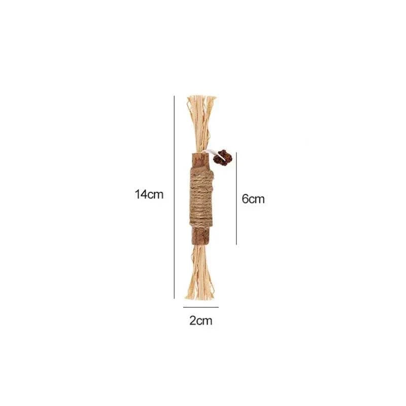 Cat Silvervine Chewing Stick with dimensions for cat dental health.
