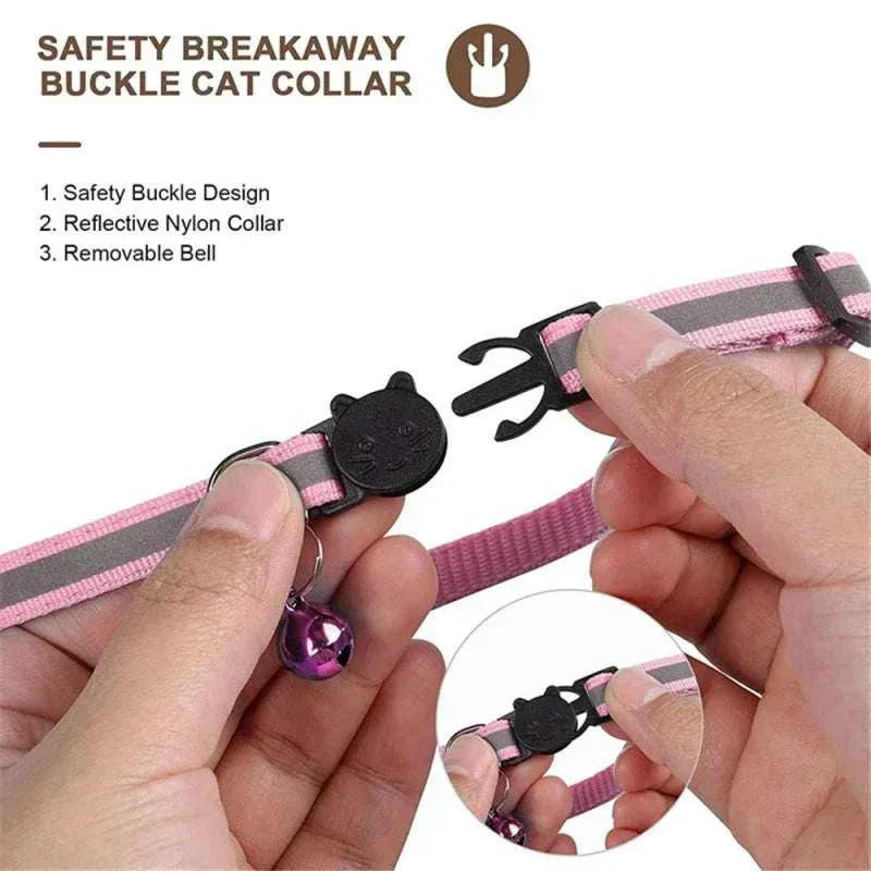 Lightweight and durable AirTag case collar for pets with safety buckle, reflective nylon, and removable bell.