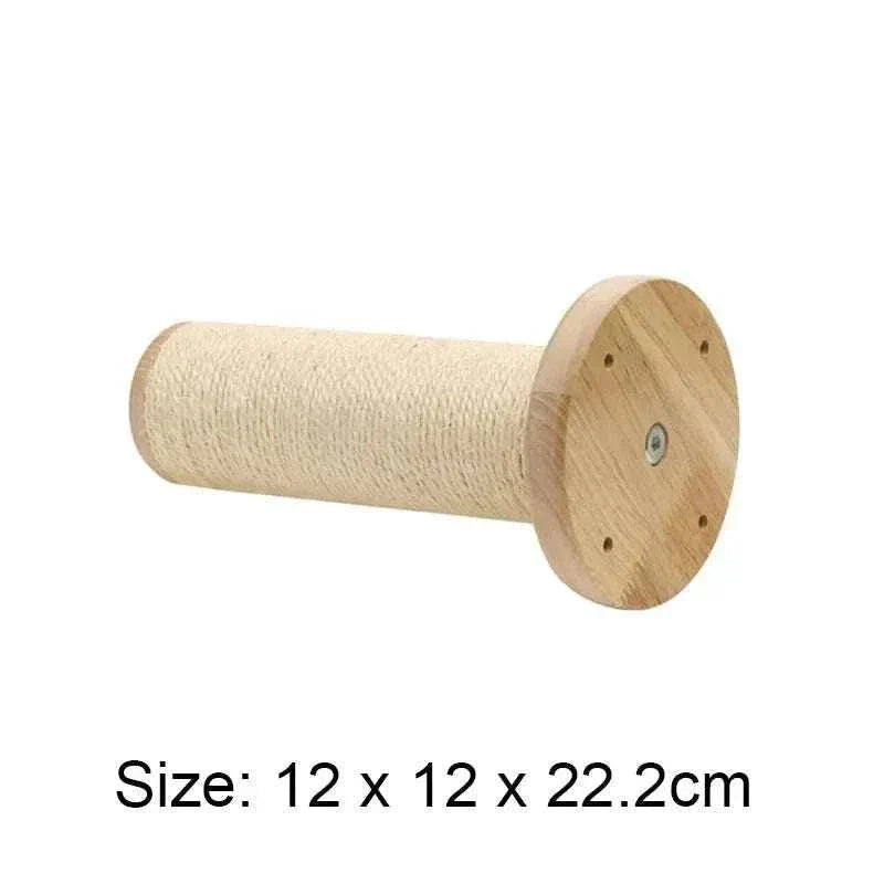 Wall mounted cat furniture interactive set with sisal scratching post, size 12x12x22.2cm, durable and stylish design.
