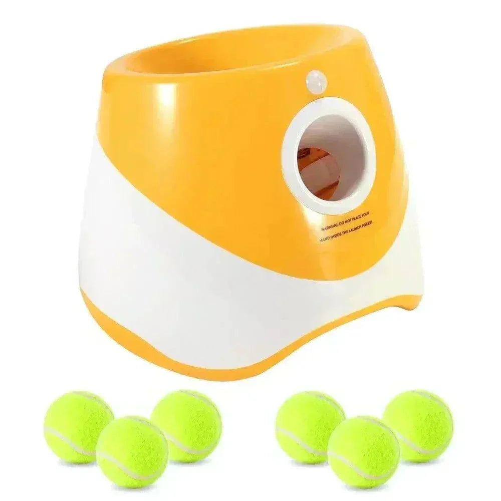Dog tennis ball launcher interactive toy with 5cm elastic balls, ideal for small pets.