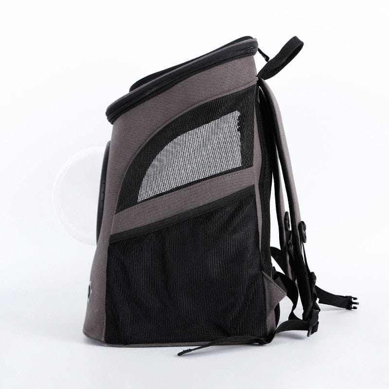Large Pet Backpack Capsule Carrier with bubble window and top opening, featuring excellent ventilation and ergonomic design.