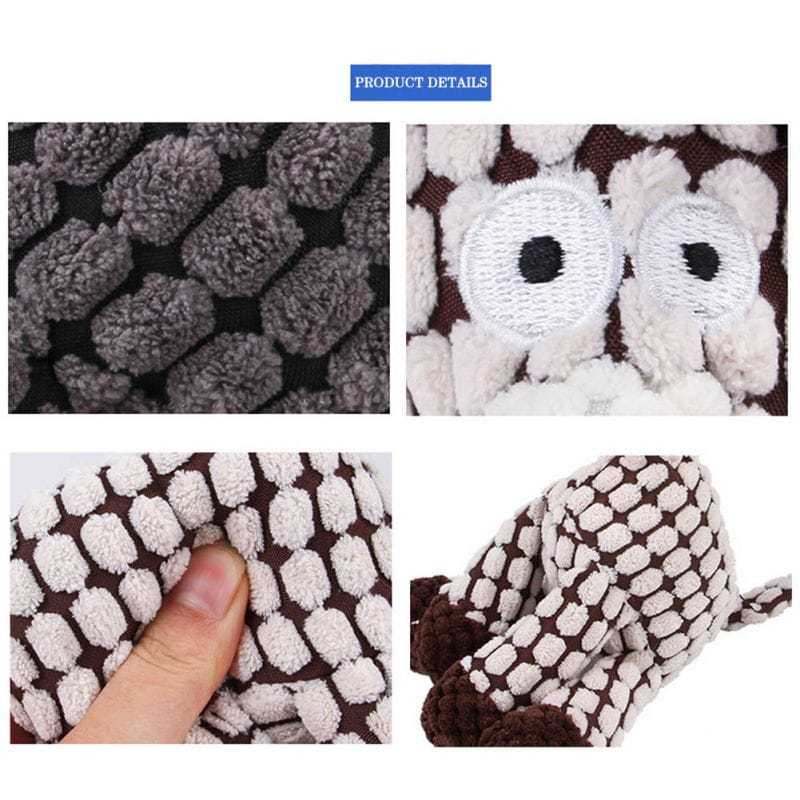 Fun donkey-shaped corduroy chew toy with fleece texture, durable and machine washable for pets.