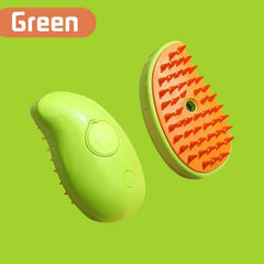 Cat paw shaped steam brush in green, 3-in-1 grooming tool.