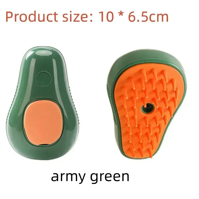 Cat Paw Shaped Steam Brush in army green, ultimate 3-in-1 pet grooming tool.