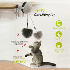 Electric Motion Cat Teaser Ball Toy with replaceable plush ball, easy to install, and engaging for cats.