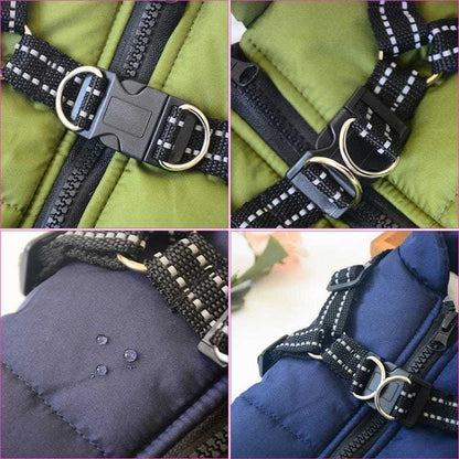 Pet harness and vest with zipper design, waterproof and fleece-lined for dogs.